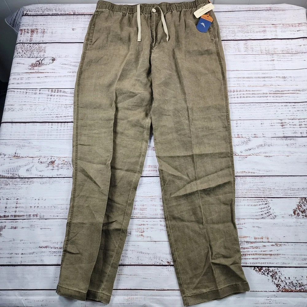 NWT Tommy Bahama Linen on the Beach Pants Men's 2XLT Lentil Drawstring